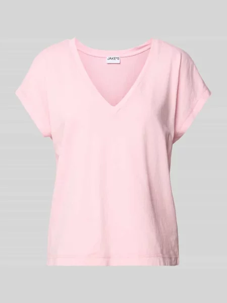 T-shirt z prążkowanym dekoltem w serek Jake*s Casual