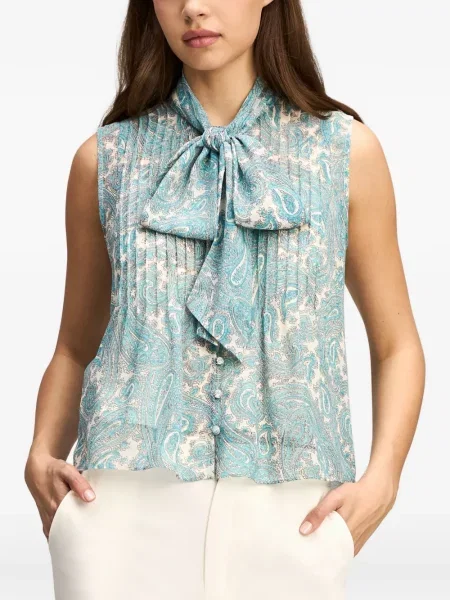 Top Cinq A Sept cu funde cu model paisley albastru