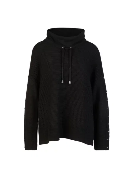 Dzianinowy sweter z golfem Doris Streich czarny