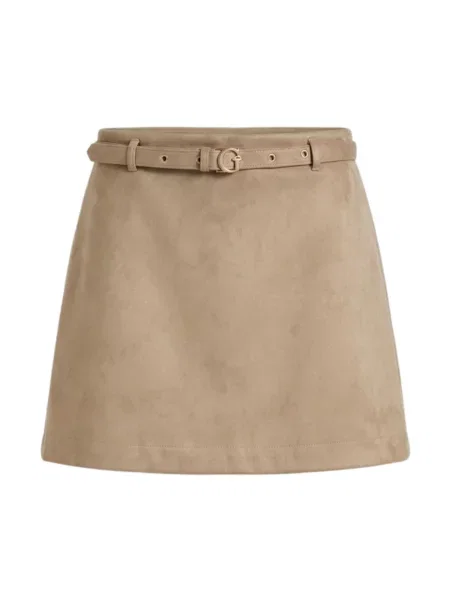 Spódnica mini Guess zamszowa beżowa