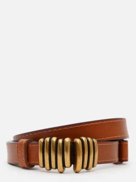 Кожаный ремень Borsa Leather с ремешками коричневый