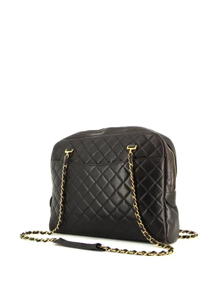 Prošívaná diamant kabelka Chanel Pre-owned hnědá