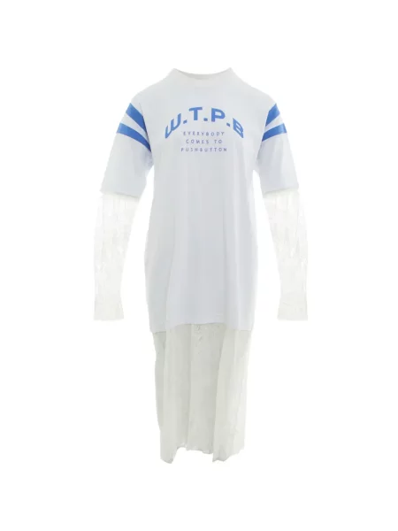 Tricou Pushbutton din dantelă alb