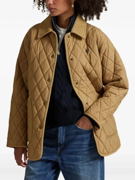 Fleece polo Polo Ralph Lauren με κέντημα με λαιμόκοψη v κόκκινο
