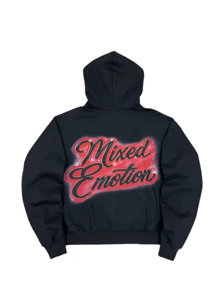 Hanorac cu glugă Mixed Emotion cu imagine negru