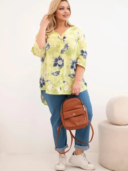 Bluză Kesi Włoski cu model floral albastru