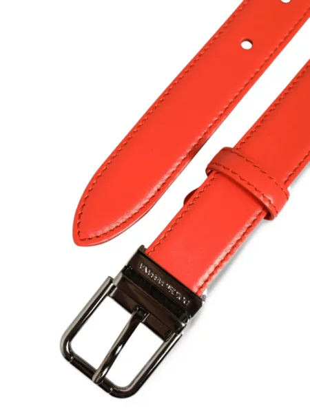 Kožený opásaný pásek Dolce & Gabbana s přezkou oranžový