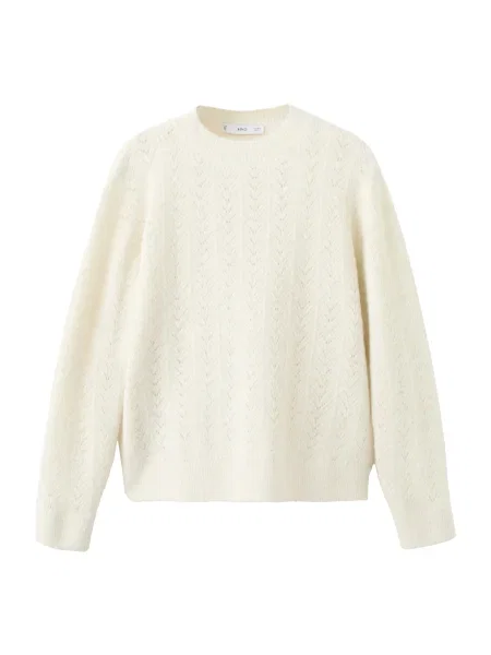 MANGO Pulover FLORINS ecru/prljavo bijela