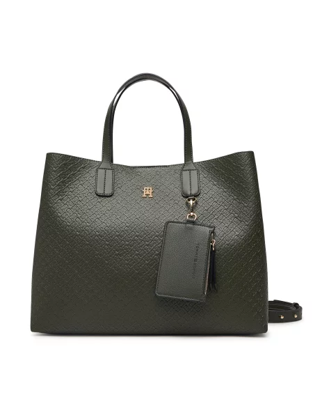 Kabelka Tommy Hilfiger Th Icon Satchel Mono Kaki