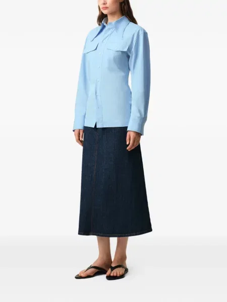 Cămașă Ami Paris cu mâneci balon albastru