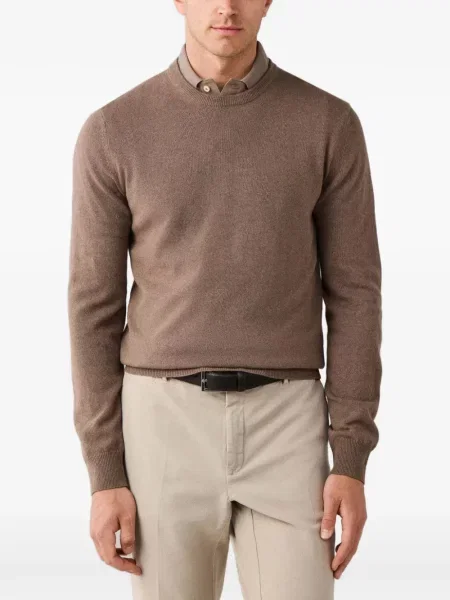 Hanorac crewneck Hackett London cu decolteu rotund maro