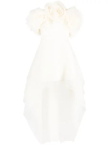 Rochie Ana Radu cu model floral din organza de costum alb