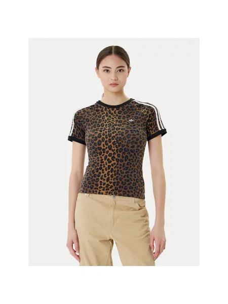 Adidas Футболка Leopard Cali Slim Fit коричневий