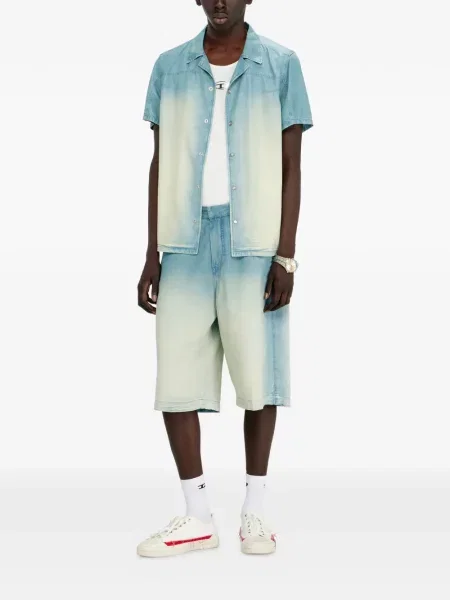 Pantaloni scurți din denim Diesel cu gradient albastru