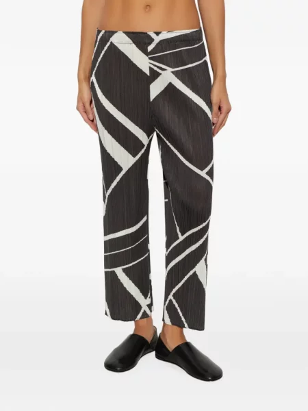Панталон Pleats Please Issey Miyake с принт с абстрактен десен сиво