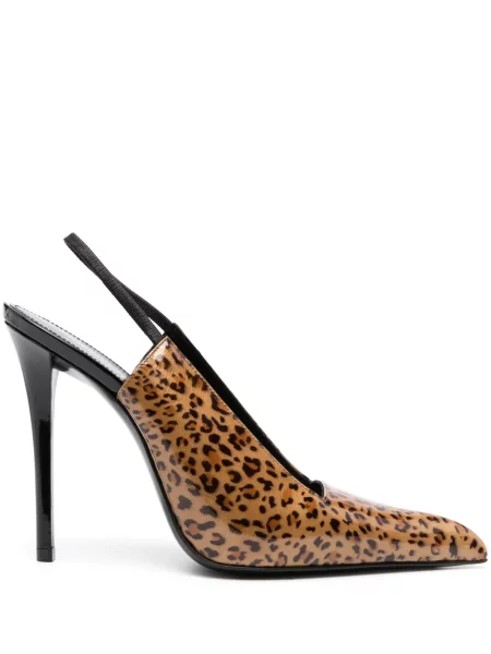Pantofi cu toc Saint Laurent cu imagine cu model leopard maro