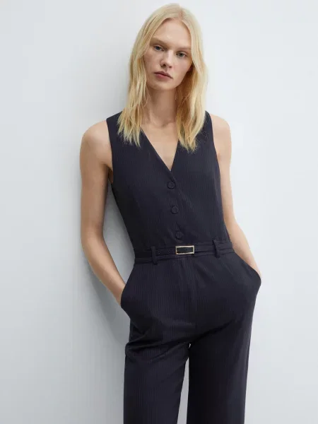 MANGO Yolan Комбінезон Темно-синій Поліестер/віскоза синій