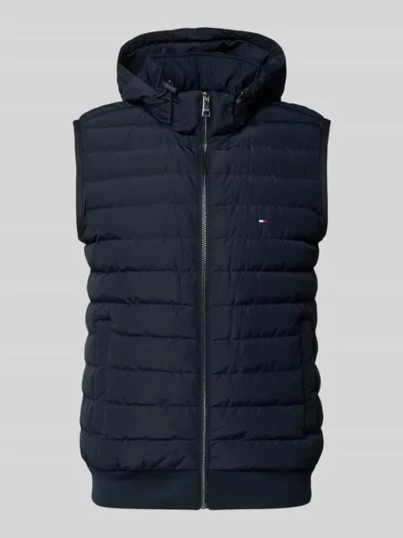 Kamizelka pikowana o kroju regular fit z odpinanym kapturem Tommy Hilfiger granatowa