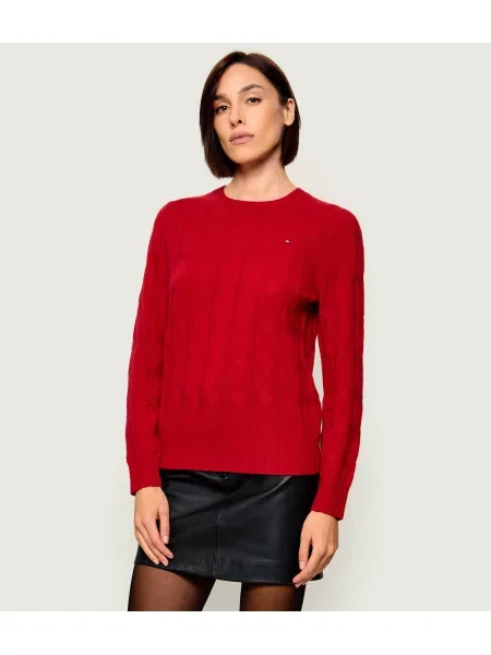 Kötött szvetter Tommy Hilfiger piros