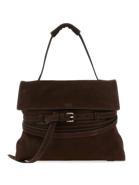 Geantă Moschino din piele de căprioară cu legături maro