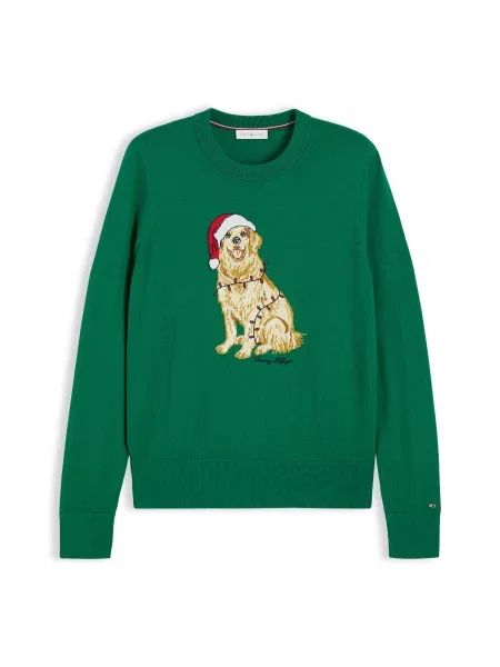 TOMMY HILFIGER Pulover crem / maro caramel / verde roșu
