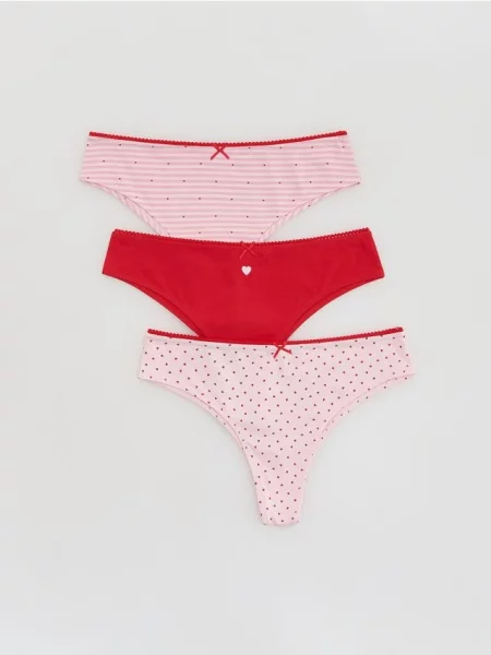 Reserved Wzorzyste majtki brazyliany 3 pack pastelowy róż