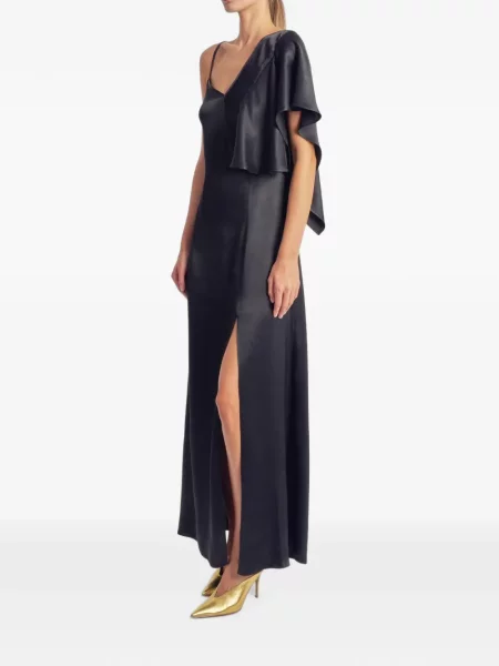 Rochie maxi Irina Schrotter cu volane asimetrică negru