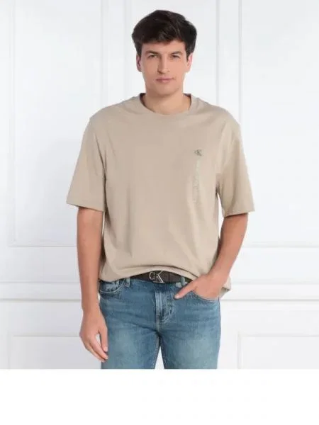 CALVIN KLEIN JEANS Tricou VERTICAL INSTITUTIONAL | Relaxed fit bej