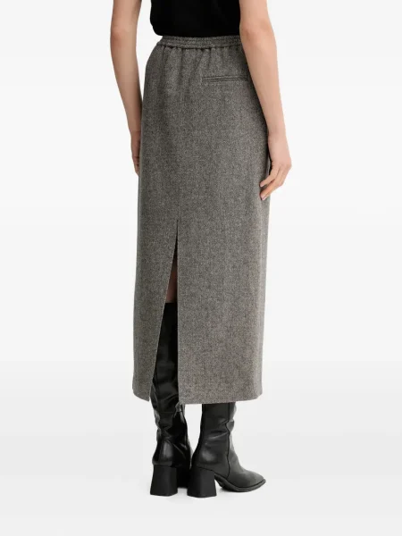 Fusta maxi Isabelle Blanche cu model herringbone gri