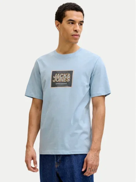 Тениска Jack & Jones лопатка светлосиньо