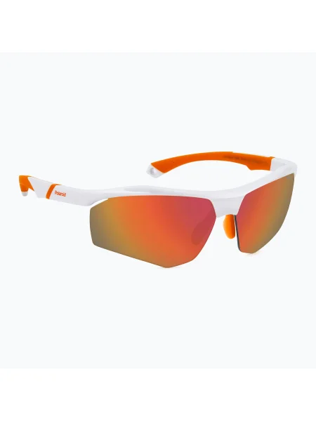 Мъжки слънчеви очила Polaroid PLD бяло/червено с многослойна поляризация и висок контраст бяло