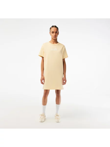 Lacoste Sukienka-Koszula Z Nadrukiem Z Bawełny Organicznej żółta