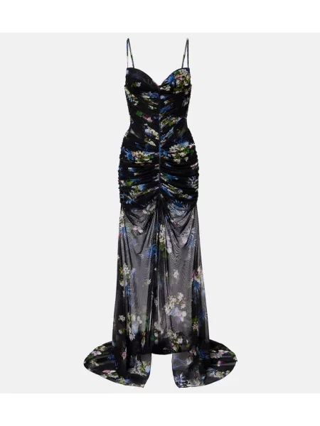 Rochie Blumarine cu model floral transparente negru