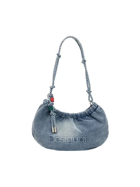 Geanta crossbody Desigual cu autograf albastru