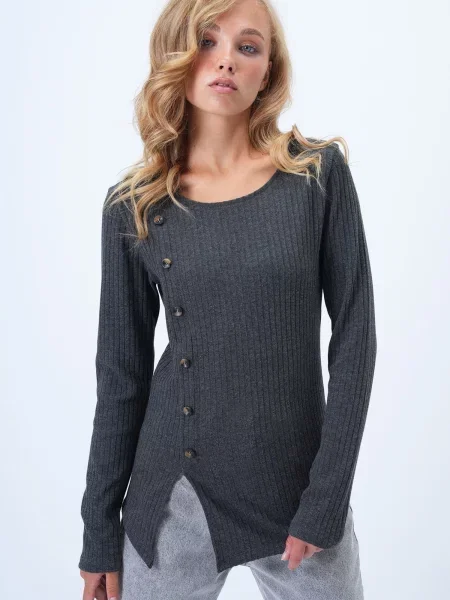 Trend Alaçatı Stili Pulover grafit gri