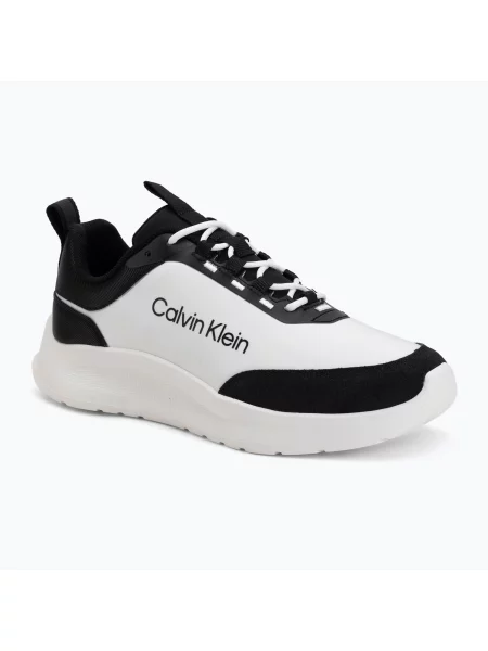 Sneakerși Calvin Klein din piele de căprioară alb