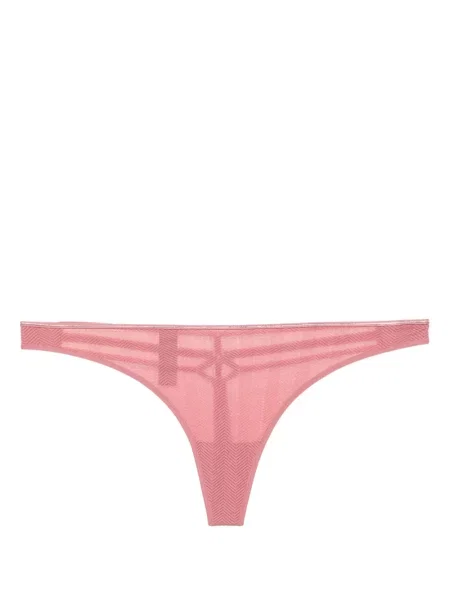 Chiloți tanga Marlies Dekkers cu model herringbone roz