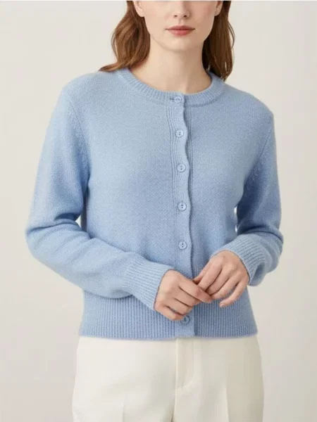 Кардиган на ґудзиках із домішкою вовни light blue синій