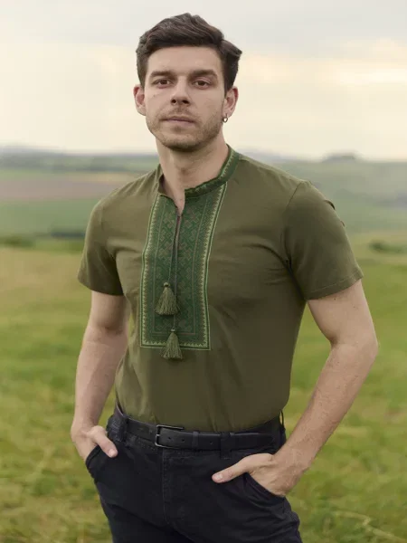 Вишита сорочка Folk Moda хакі