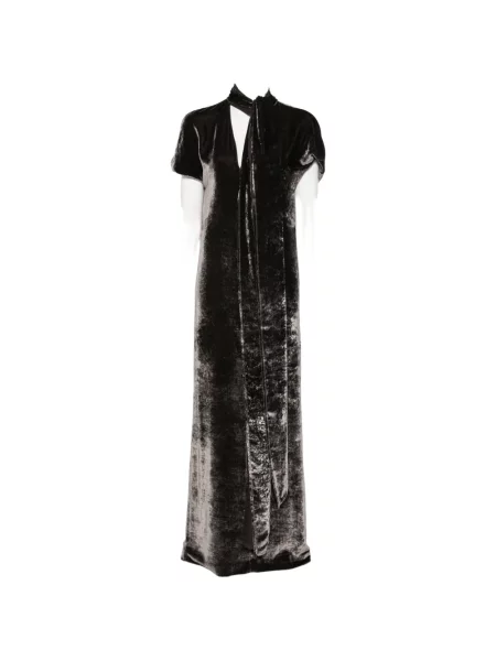 Rochie maxi Cortana de catifea cu legături violet