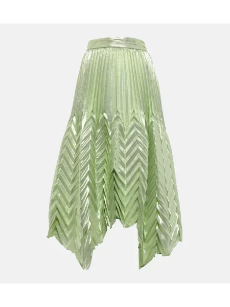 Jedwabna spódnica plisowana Simkhai do kolan zielona