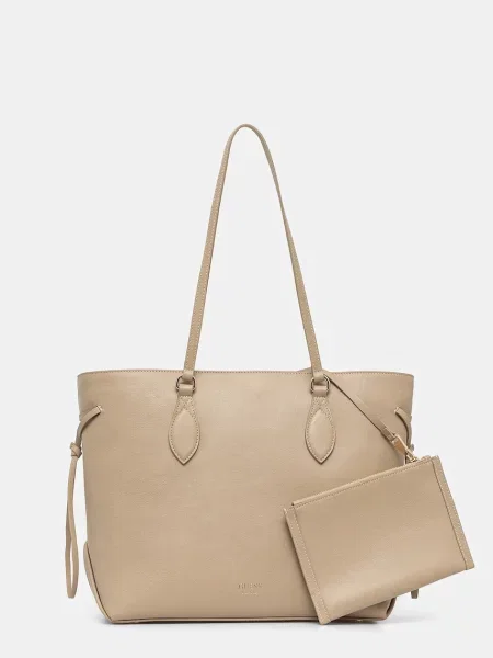 Guess geantă de piele FLORENCE bej
