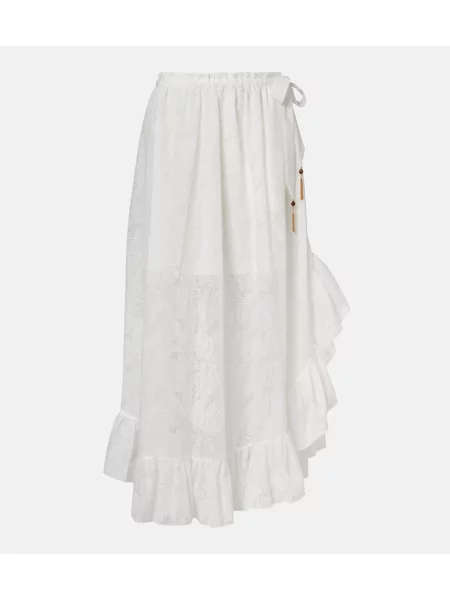 Maksi spódnica maxi Zimmermann z falbankami biała
