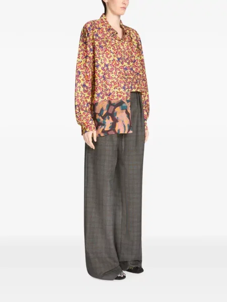 Cu centură pantaloni Dries Van Noten de lână gri