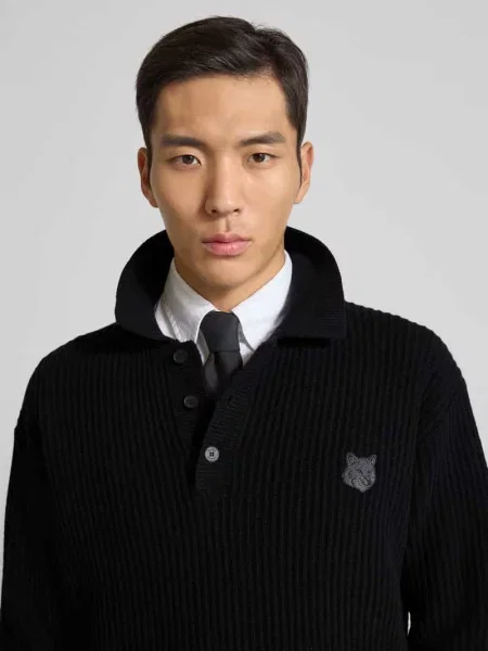 Sweter wełniany z czystej wełny Maison Kitsune czarny