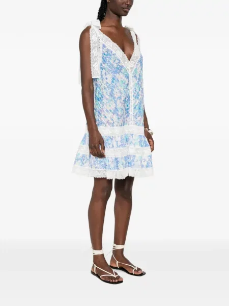 Rochie mini Zimmermann cu model floral cu imagine albastru