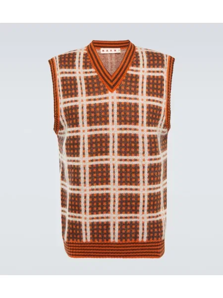 Vestă Marni de lână în carouri roșu