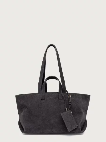 A.P.C. geantă shopper pentru femei din piele întoarsă LE DRUMMER gri