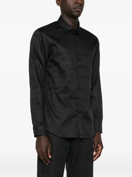 Lung cămașă Emporio Armani din jacard cu autograf negru