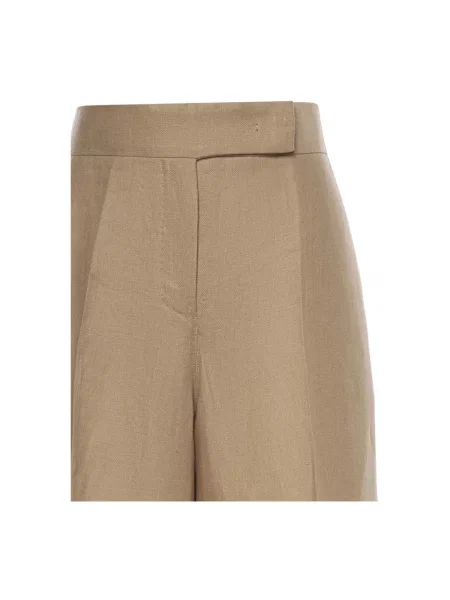 Lniane spodnie Max Mara brązowe